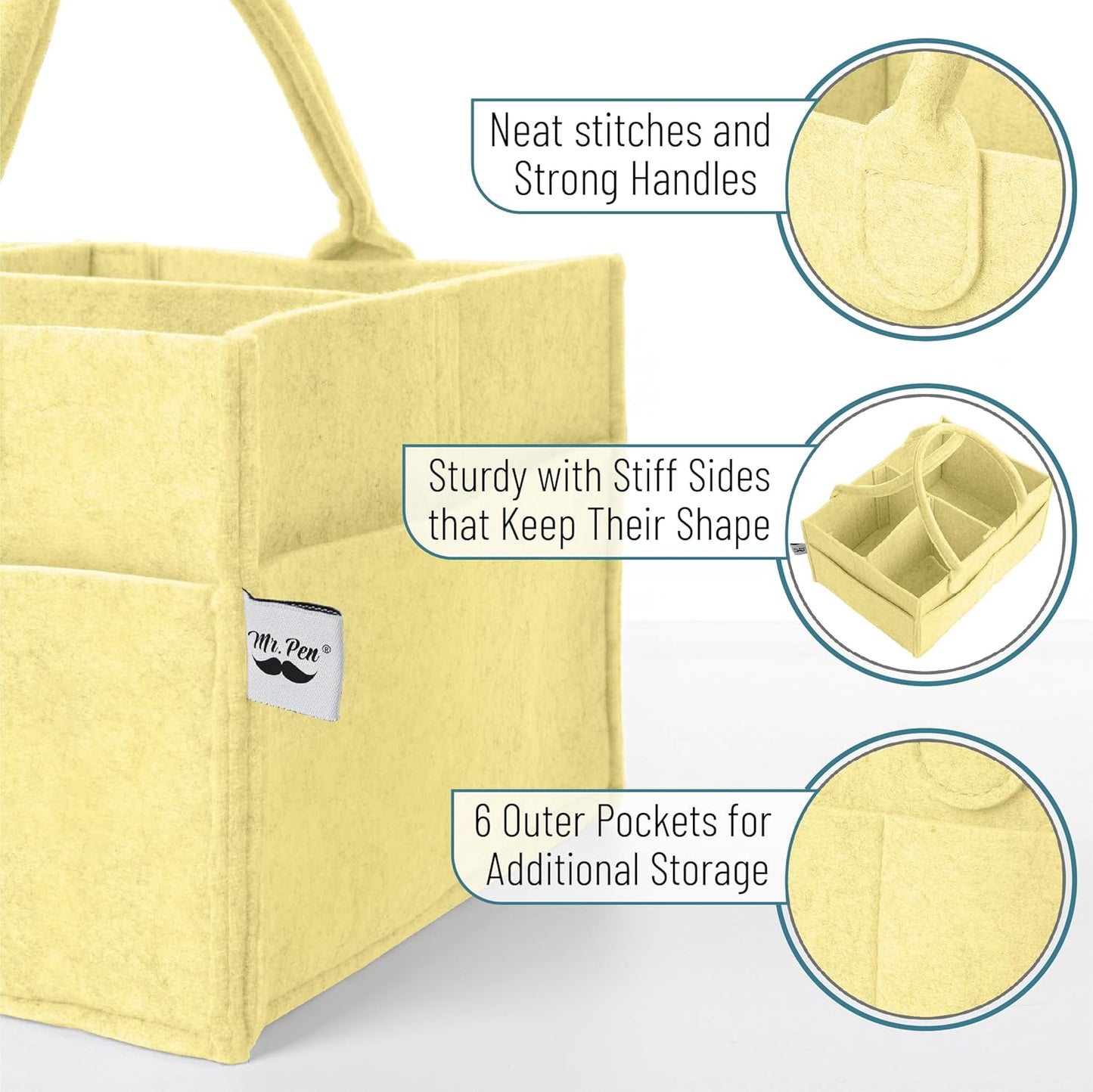 Mr. Pen- Baby Diaper Caddy Organizer, Gray, Medium, Nursery Storage Bin and Car Organizer for Diapers and Baby Wipes