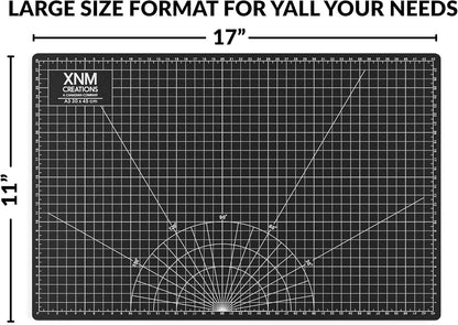XNM Premium Self Healing Cutting Mat - 18 Inches by 24 inches - A2, 3 Layer Quality PVC Construction - Dual Sided, Imperial and Metric Grid Lines - Perfect for Cutting, Sewing, and Crafts