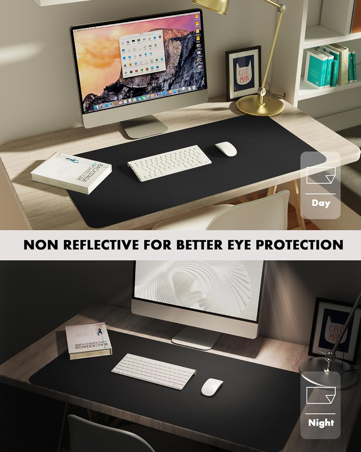 YSAGi Double-Sided Desk Pad, 31.5"x15.7"Leather Desk Mat, Eco Cork Desk Pad Protector,Large Mouse Pad,Waterproof Desk Blotter for Office/Home(Coffee)