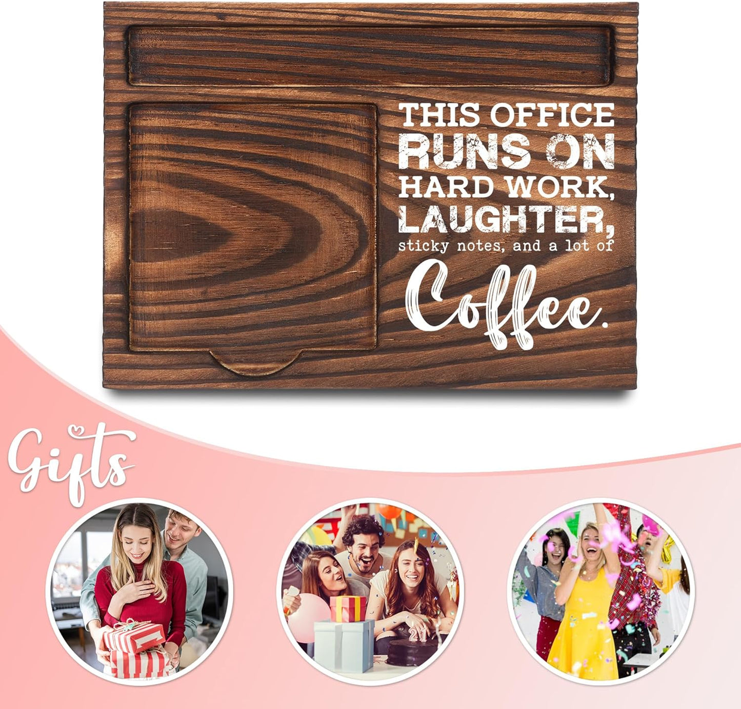 Inspirational Motivational Gifts, Encourage Gifts, Recovery Gifts, Little Reminders Sticky Note Holder, Post-it Note Dispenser for Desk, Wooden Post-it Note & Pen Holder 6.5" x 4.7" - FTA121