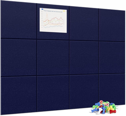 Neatsure Large Cork Board for Wall, Black Felt Bulletin Board with Pushpins, 36" x 24" 6 Panels Wall Tiles, Tack Push Pin Boards for Office