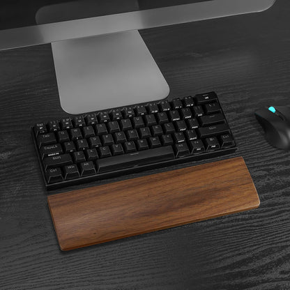 Linkidea Wooden Keyboard Wrist Rest for 61Keys 60% Compact Keyboard, Compact Gaming Mechanical Keyboard Wrist Rest Hand Palm Pad, for Office, Computer, Laptop Typing, Gaming (Black Walnut)