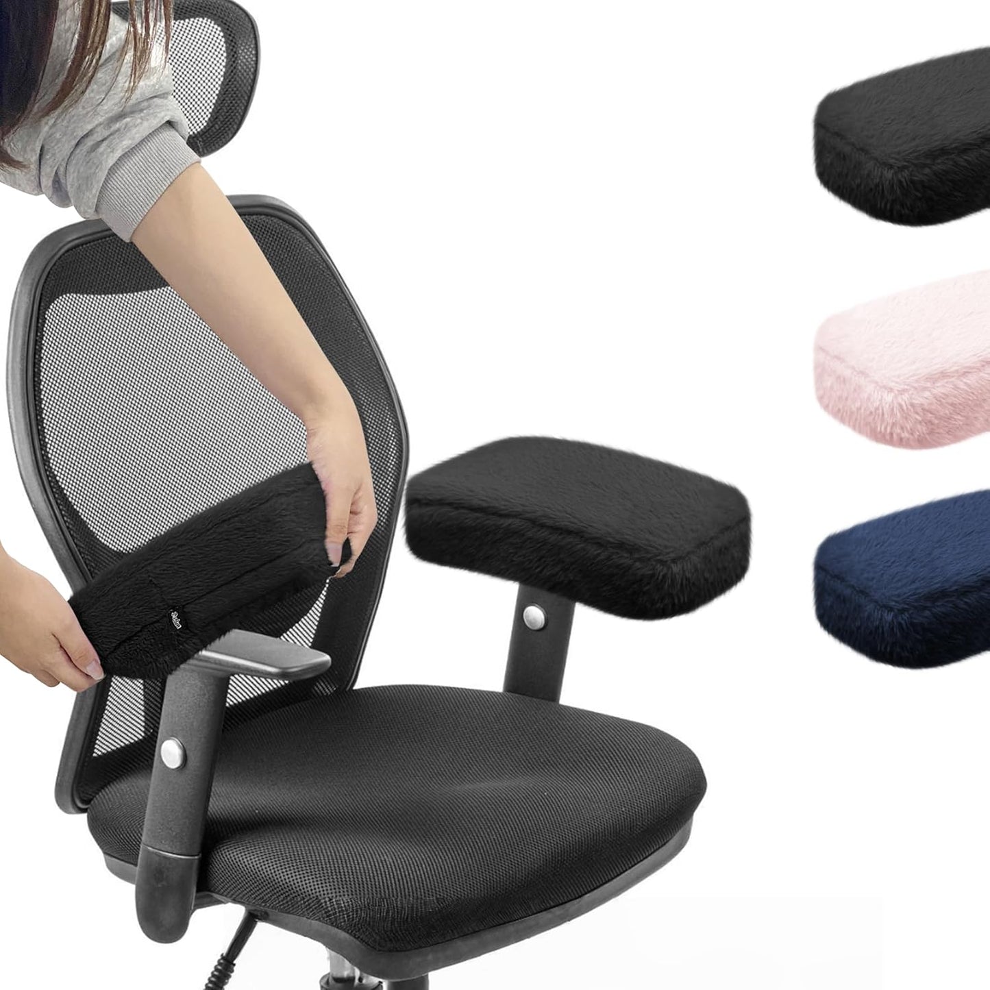 SPRING SEAON Office Chair Arm Covers Plush Office Chair Arm Pads Premium Memory Foam Gaming Chair Armrest Cushion Provide Cushioning for Elbows and Forearms 2 Pack Arm Chair Covers for Arms (Pink)