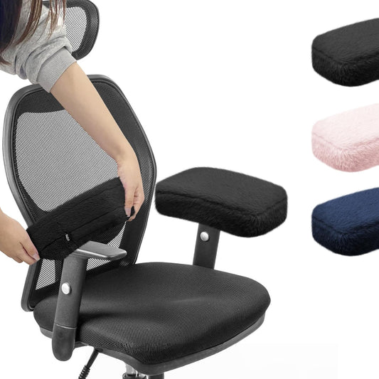 SPRING SEAON Office Chair Arm Covers Plush Office Chair Arm Pads Premium Memory Foam Gaming Chair Armrest Cushion Provide Cushioning for Elbows and Forearms 2 Pack Arm Chair Covers for Arms (Pink)