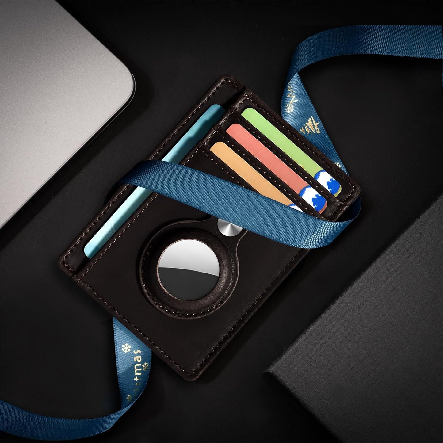 Slim Minimalist Front Pocket Air Tag Wallet, RFID Blocking Card Holder Wallet with Airtag Holder