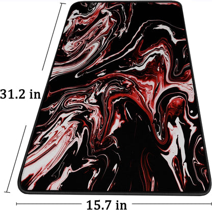 Large Extended Gaming Mouse Pad with Stitched Edges, (31.5X15.7In) Durable Non-Slip Natural Rubber Base, Waterproof Computer Keyboard Pad Mat for Esports Pros/Gamer/Desktop/Office/Home-Black