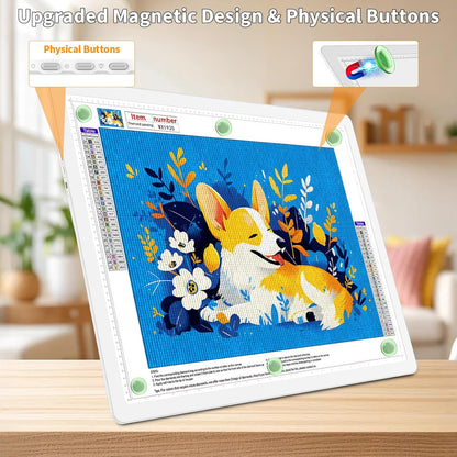 TOHETO Rechargeable A4 Light Board with Stand, Super Bright Magnetic Light Pad with Side Buttons, Wireless Light Box for Tracing and Drawing, Cordless LED Light Table for Diamond Painting, Sketching