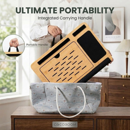Lap Desk for Laptop – Bed Desk Tray Table with Cushion, 5 Angles, Phone & Tablet Holder, Mouse Pad & Ventilation – Laptop Stand, Lap Table, Couch Desk for 15”-17” Laptops (Black)