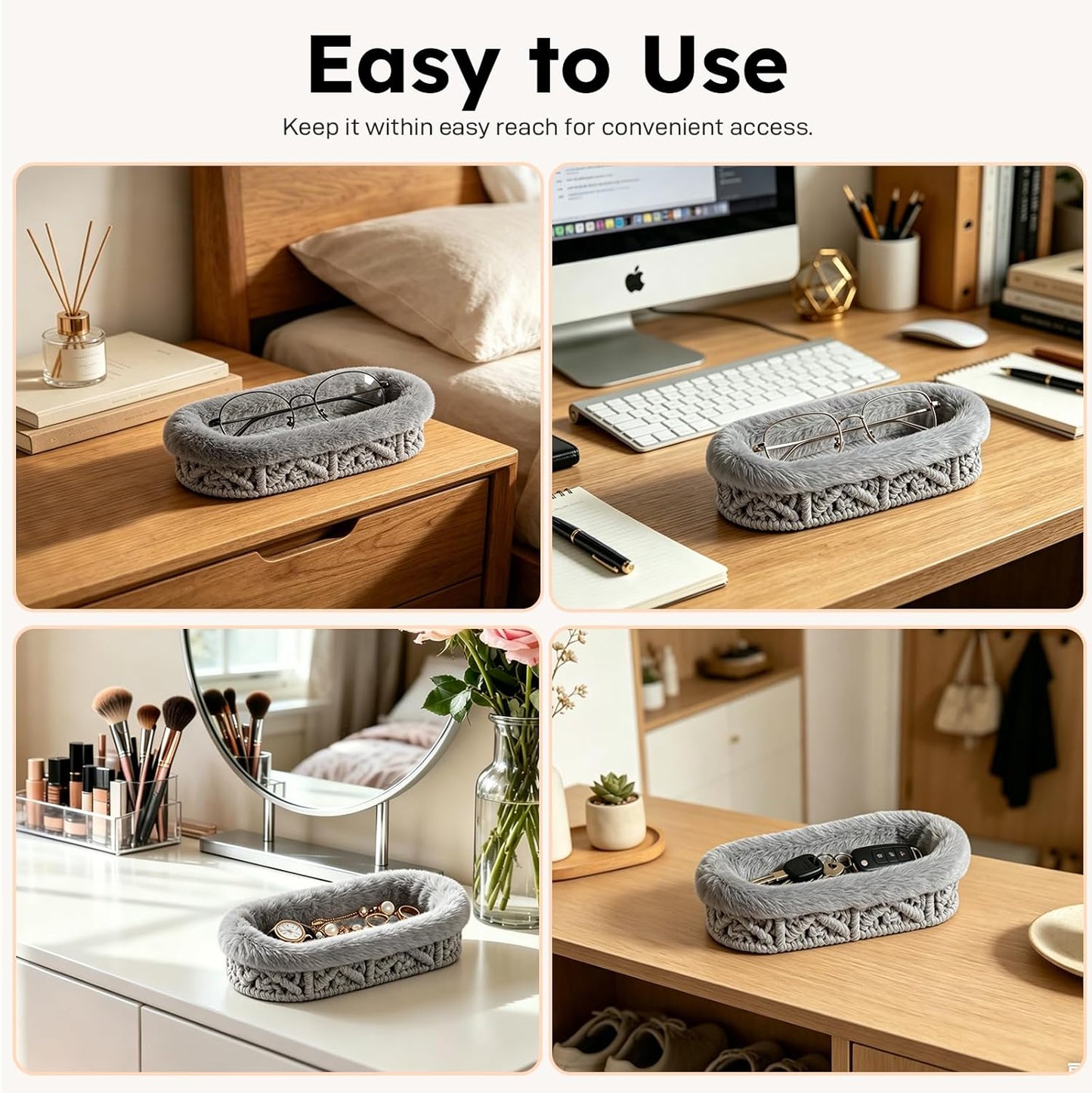 Glasses Holder,Anti-scratch Plush Lined Eyeglass Holder Stand for Nightstand Desk Storage Organizer