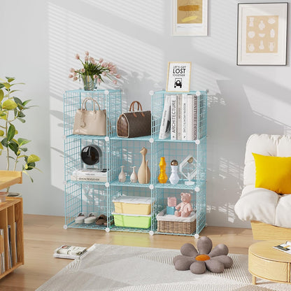 C&AHOME Wire Cube Storage, 6 - Cube Organizer Metal C Grids, Modular Shelves Units, Storage Bins Shelving, Closet Organizer, Ideal for Home, Office, Living Room, 36.6”L x 12.4”W x 36.6”H Black