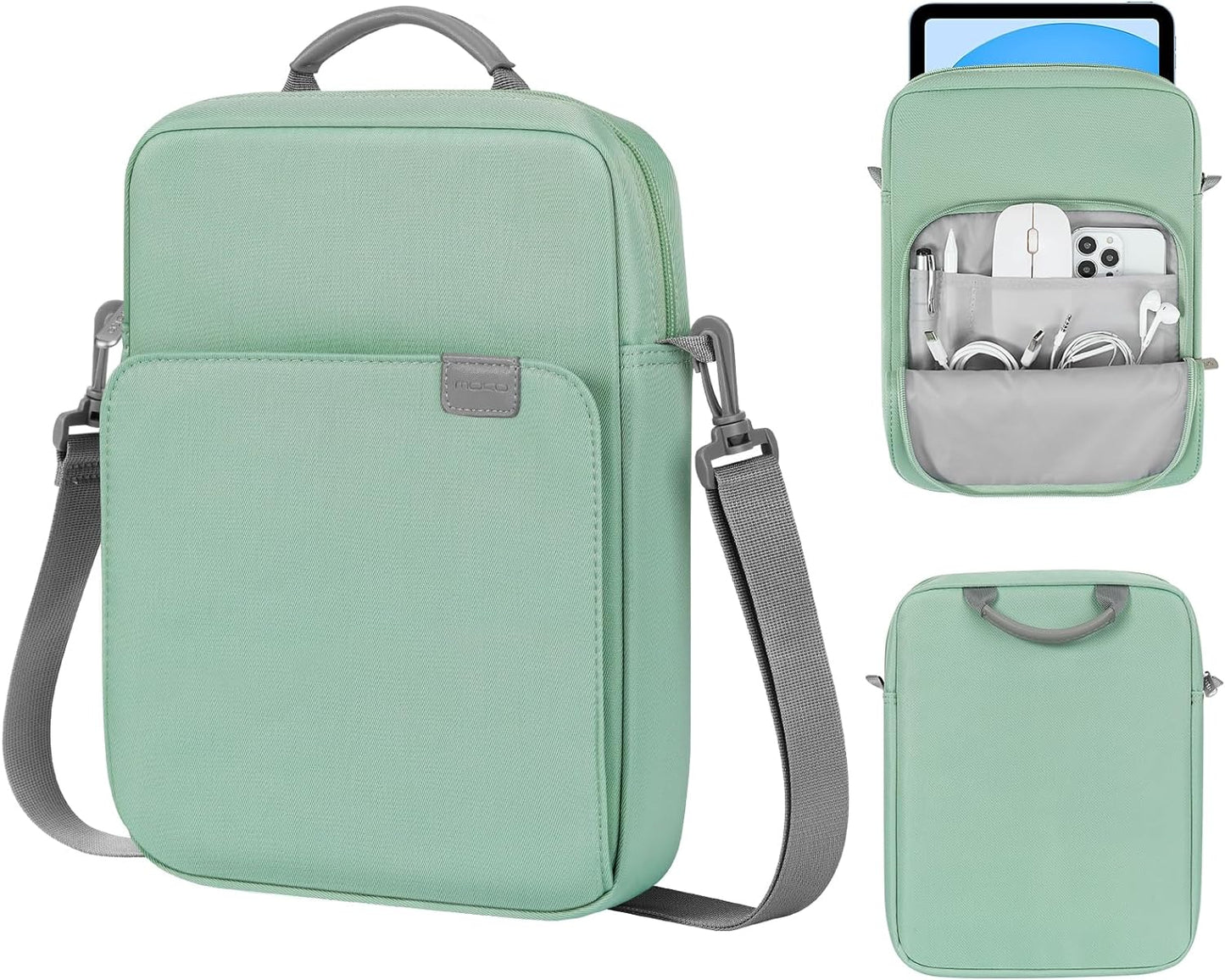 MoKo 13 Inch Tablet Sleeve Bag, Fits with 13 Inch New iPad Pro M5 & Air M4/M3, iPad Pro 12.9 M2&M1,Surface Laptop Go 12.4,Galaxy Tab S8+/S9+ 12.4,Handle Carrying Case with Shoulder Strap,Black &Gray