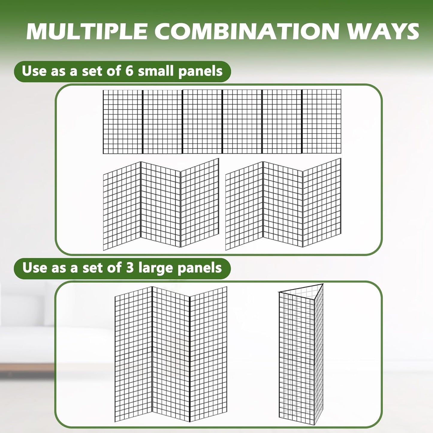 Grid Wall Panels 3 Pcs, Commercial Grade Gridwall Panels, Metal Grid Wall Panel Display Stand, You Can DIY 6 Pack 2'x3' or 3 Pack 2'x6' (Black)