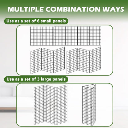Grid Wall Panels 3 Pcs, Commercial Grade Gridwall Panels, Metal Grid Wall Panel Display Stand, You Can DIY 6 Pack 2'x3' or 3 Pack 2'x6' (Black)