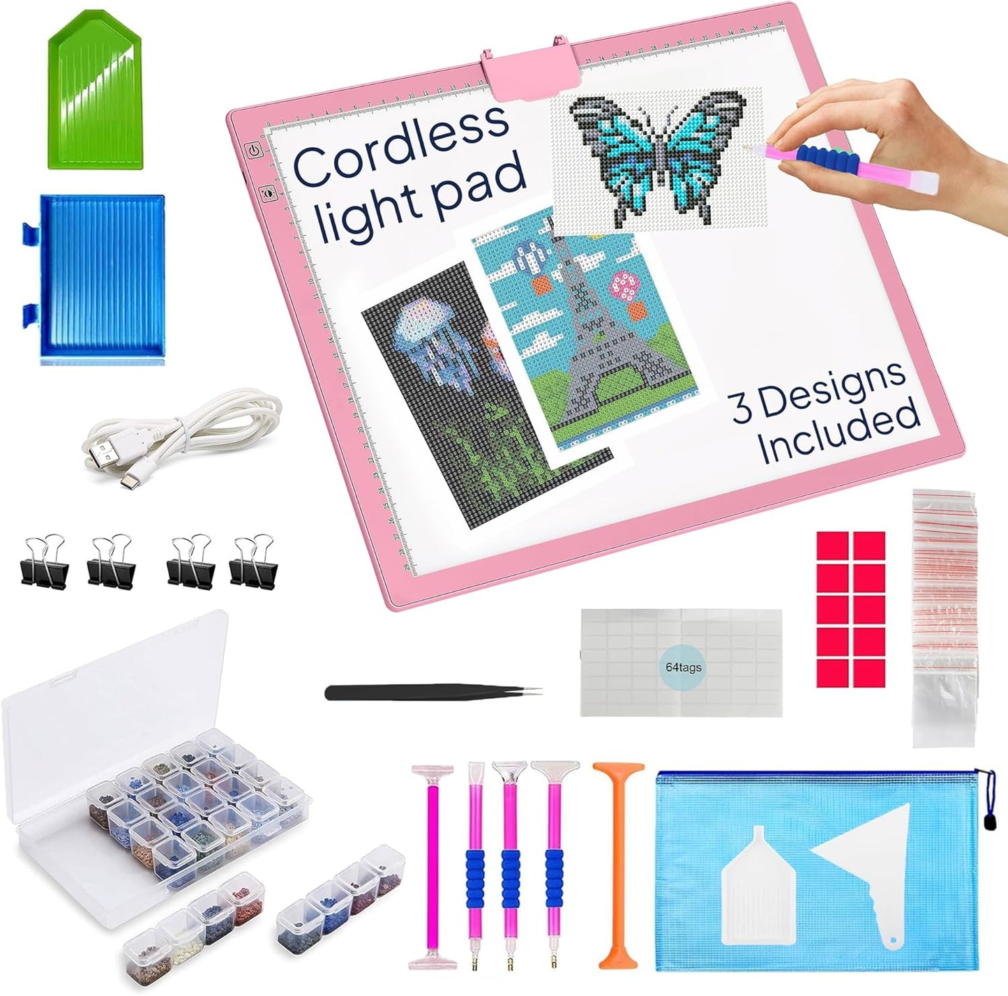 iVyne Rechargeable A3 Light Pad for Diamond Painting - LED Light Board for Weeding & Tracing - Diamond Art Light Pad - Ultra-Thin & Portable - Perfect for Artists & Crafters - Blue