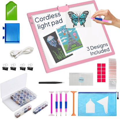 iVyne Rechargeable A3 Light Pad for Diamond Painting - LED Light Board for Weeding & Tracing - Diamond Art Light Pad - Ultra-Thin & Portable - Perfect for Artists & Crafters - Blue