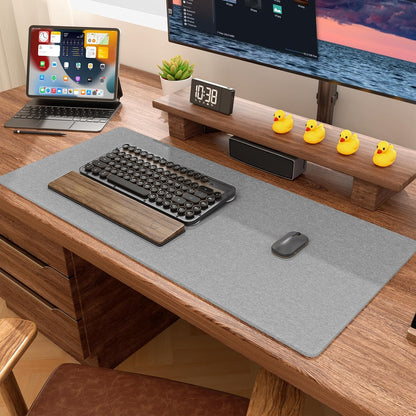 Auhoahsil Felt Desk Mat, Minimalist Large Mouse Pad XXL 35.5 x 15.7 in, Desk Matt for Desktop, Keyboard, Laptop, Computer, Office, Work from Home, Gaming, White
