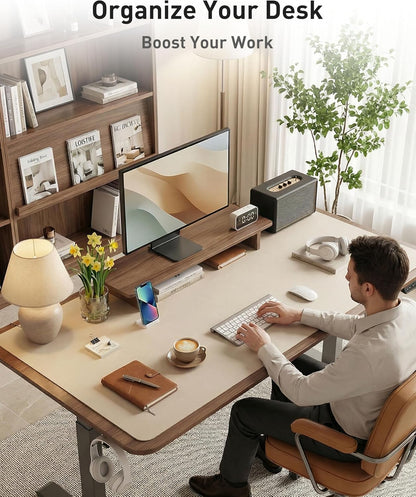 Aothia Non-Slip PU Leather Waterproof Laptop Desk Pad Protector, Blotter Mat, Writing and Mouse Pad for Office & Home, Beige, 23.6" x 13.7" - Colors B