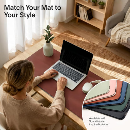 Nordik Felt and Leather Desk Mat - Willow Haze Sage - 35x17 Inch Felt and Vegan Leather Desk Blotter with Document Hideaway - Large Computer Mats for Desktop - Ideal Keyboard Mat for Office and Home