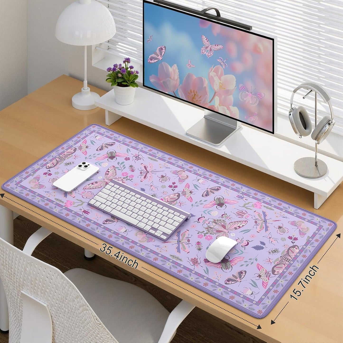 iCasso Desk Cover Mat, Office Mouse Pad, Desk Protector Mat, Extra Large Matt for Desktop,Anti-Slip XXL Big Mousepad with Stitched Edges for Computer Keyboard Retro Black - Colors B