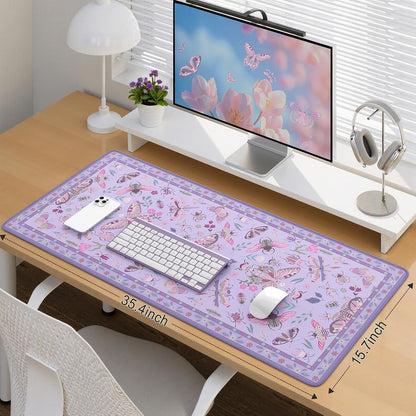 iCasso Desk Cover Mat, Office Mouse Pad, Desk Protector Mat, Extra Large Matt for Desktop,Anti-Slip XXL Big Mousepad with Stitched Edges for Computer Keyboard Retro Black - Colors B