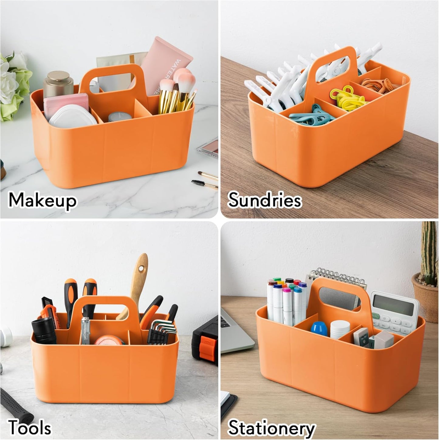 Tiawudi 2 Pack Caddy Organizer with Handle, Portable Plastic Caddy, Storage Organization for Cleaning, Bath, Makeup, Art, Craft, Stationery, Classroom and Office, Tote Organizer