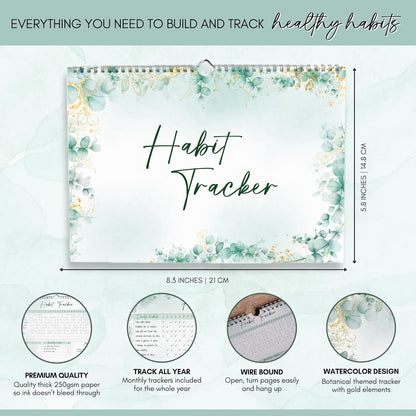 Habit Tracker Calendar – Daily, Weekly & Monthly Habit & Goal Tracker, Wire-Bound Planner with Colorful Design, Premium 250gsm Paper | A5 (Rainbow)