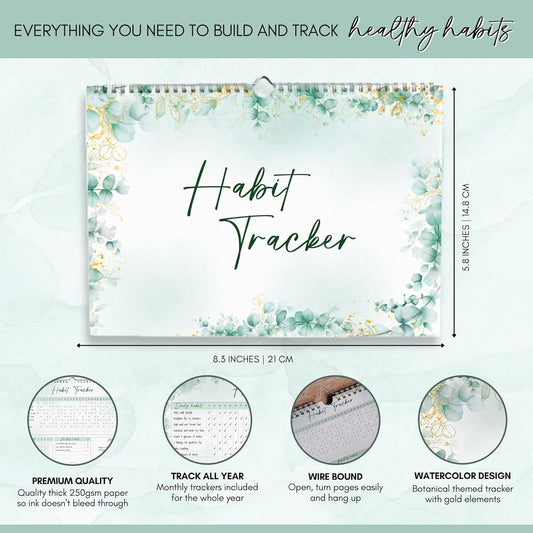 Habit Tracker Calendar – Daily, Weekly & Monthly Habit & Goal Tracker, Wire-Bound Planner with Colorful Design, Premium 250gsm Paper | A5 (Rainbow)