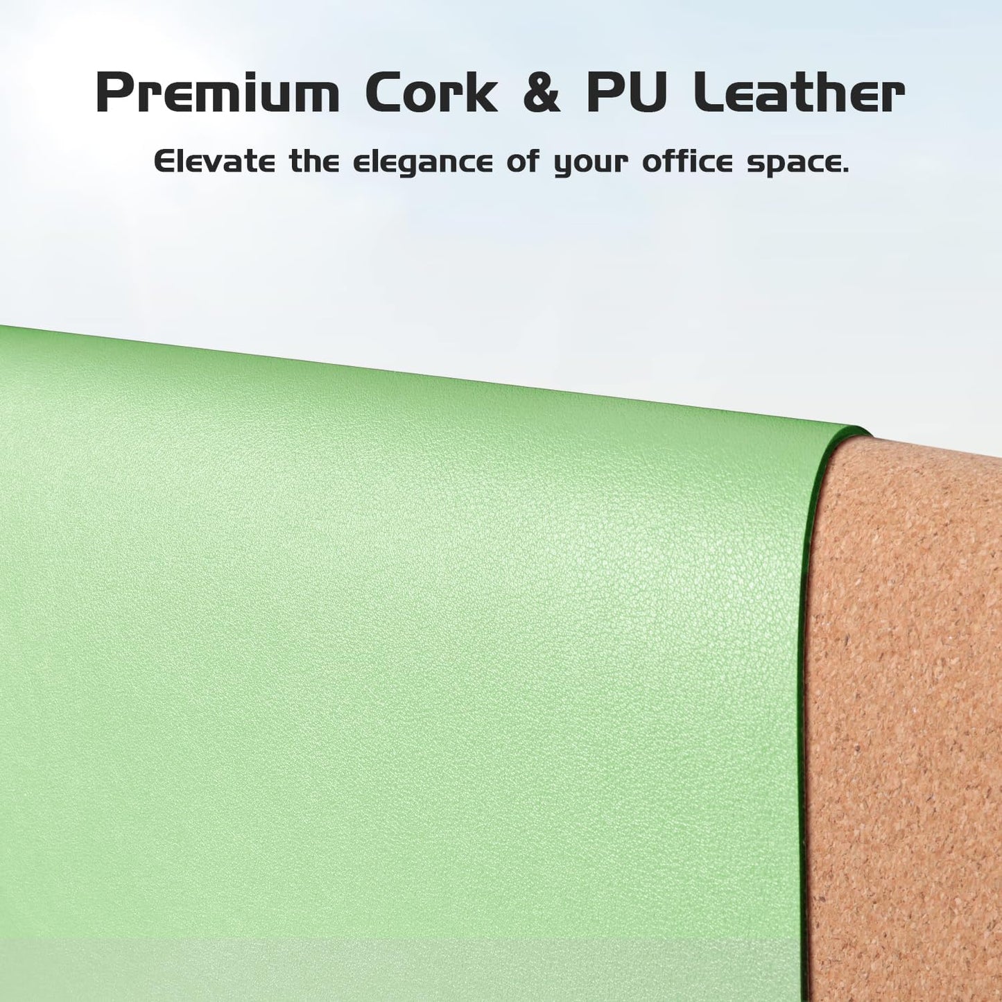 Aothia Dual-Sided Desk Pad - 25.6x13.7 inches Leather Desk Mat, Natural Cork Desk Pad Protector, Large Mouse Pad for Desk, Waterproof Desk Blotter Pad, Desk Writing Pad for Office Work/Home, Black