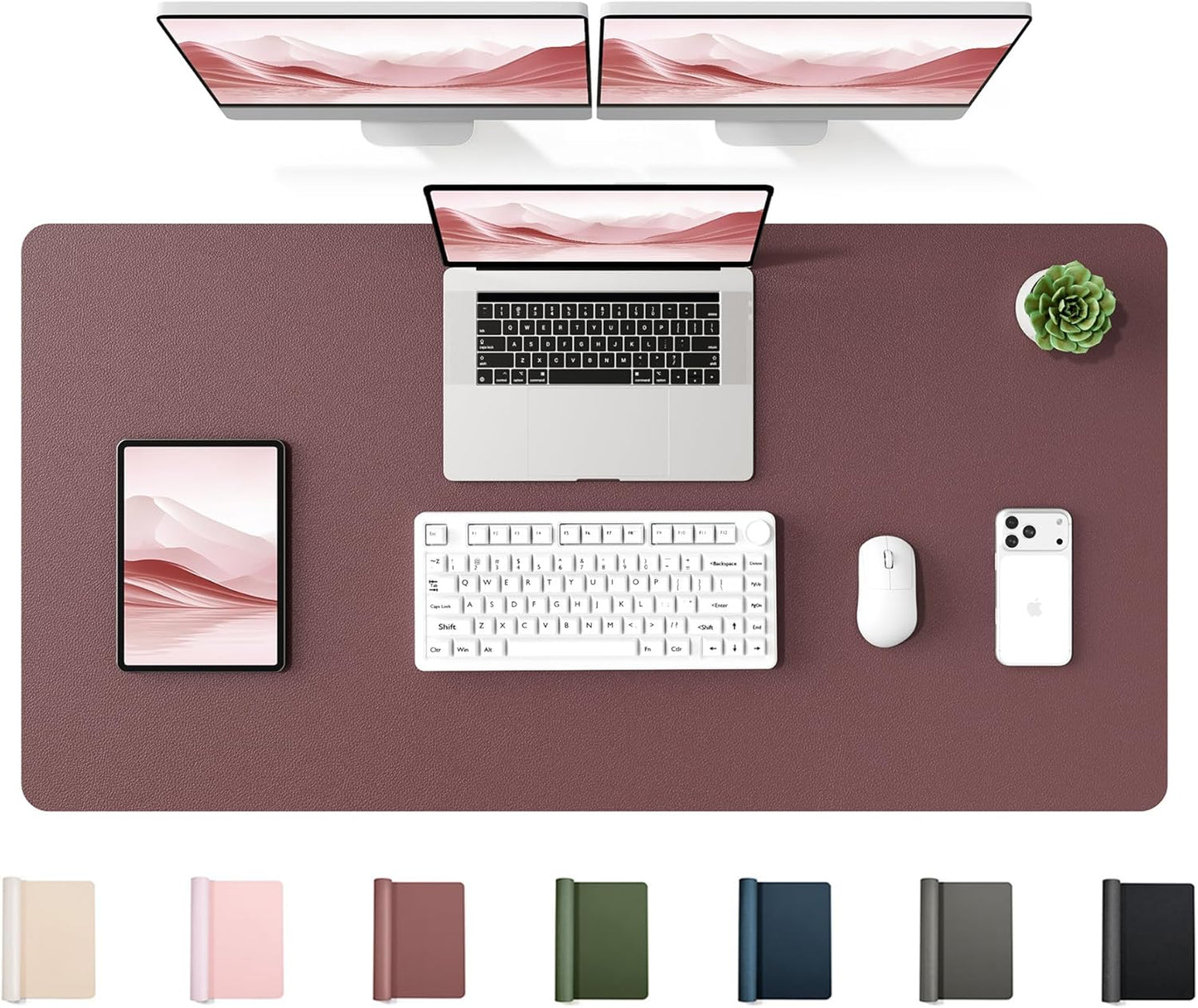 YSAGi 35.4" x 17" Large PU Leather Desk Mat for Keyboard and Mouse - Waterproof Non-Slip Desk Pad Protector for Office, Home, Writing Desk, Black