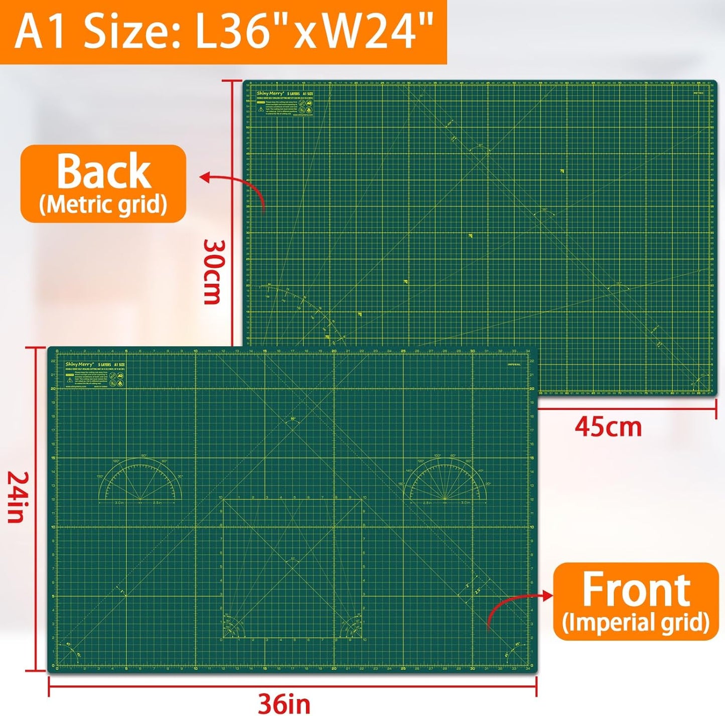 Self Healing Cutting Mat A3 12"x18" – Double Sided 5-Ply Craft Mat for Sewing, Quilting, Fabric, Scrapbooking – Pink/Purple