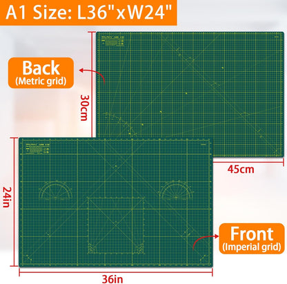 Self Healing Cutting Mat A3 12"x18" – Double Sided 5-Ply Craft Mat for Sewing, Quilting, Fabric, Scrapbooking – Pink/Purple