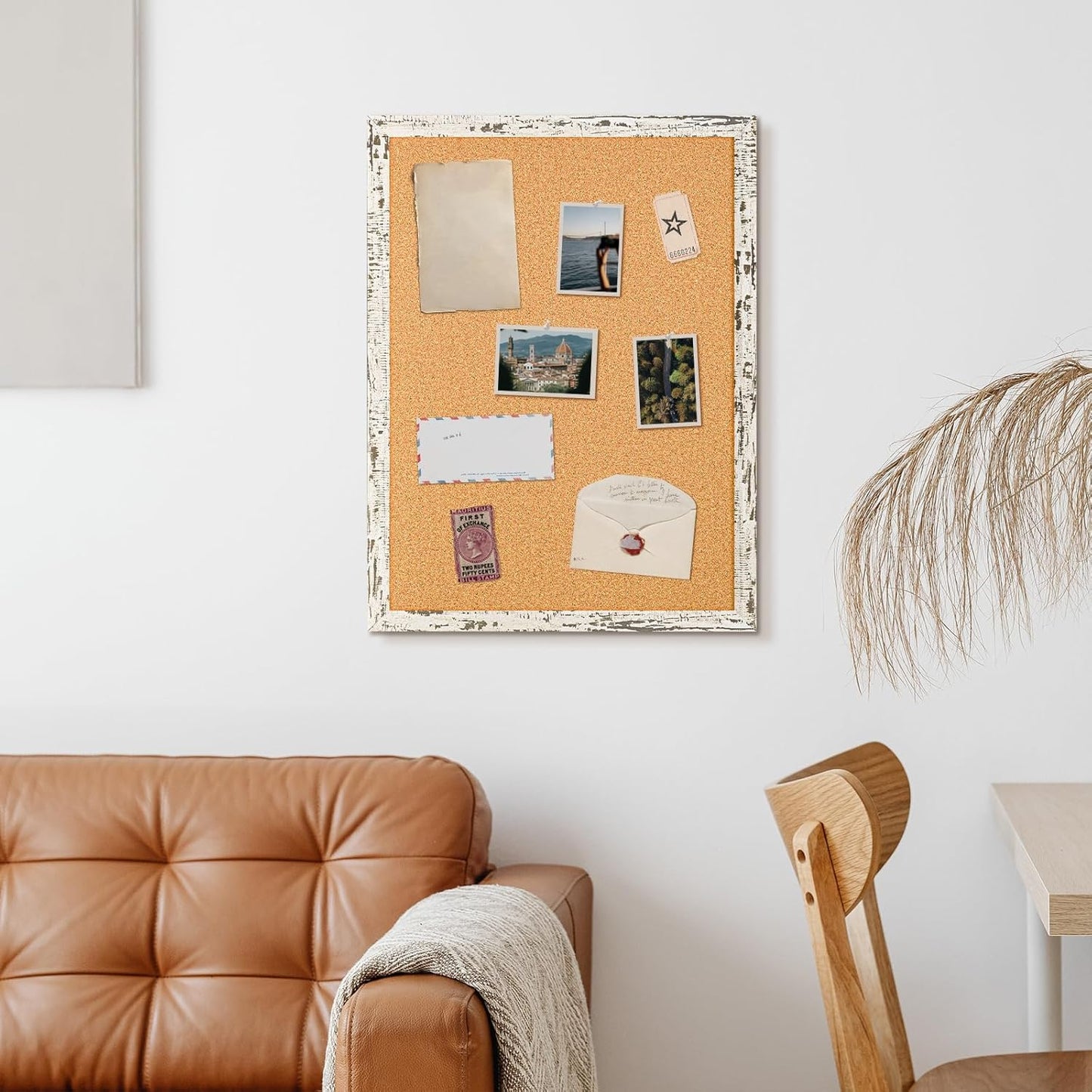 DOLLAR BOSS White Cork Board for Wall - 24 X 18 Inches, Rustic Wooden Frame Bulletin Board, Decorative Hanging Pin Board for Office & Home Decor
