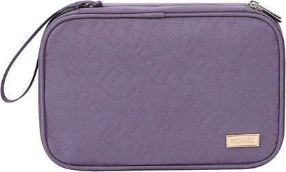 NISHEL Travel Cord Organizer Case, Double Layers Tech Electronic Bag, Essentials for Charger, Cable, Phone, Flash drive, Medium, Pink