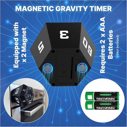 Pomodoro Timer,Hexagon Cube Magnetic Flip,ADHD Tools for Adults/Kids Task Timer for Office, Study, Exercise, Meditation,3/5/15/30/45/60min&Custom Digital Countdown, Adjustable Sound,Black