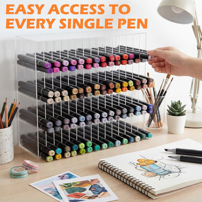 Colingmill Acrylic Marker Organizer for 480 Markers, Extra Large Art Marker Storage Rack for Desk, Durable Pencil Holder Desk Storage for Artists Teachers Students Office Birthday Gifts(Large)
