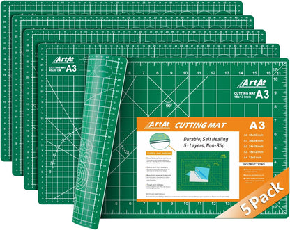 ArtAt Self Healing Cutting Mat: 24 x 36 inch Green Large 5-Ply Double-Sided Durable Non-Slip PVC Cutting Mat for Sewing Quilting Scrapbooking Art & Crafts projects…