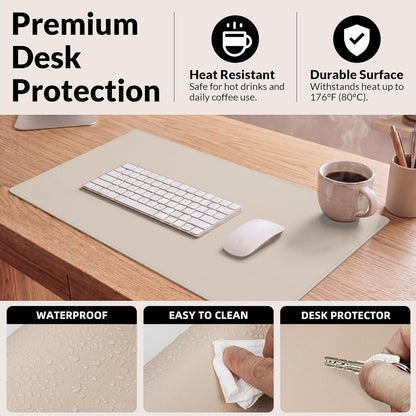 AFIING Large Desk Mat 47" x 17", Dual-Sided Natural Cork & PU Leather Desk Pad, Non-Slip Waterproof Mouse Pad for Office, Home & Gaming, Black