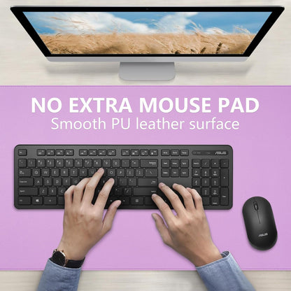 Dual-Sided Desk Pad, Large Mouse Pad - Natural Cork & PU Leather Non-Slip Waterproof Desk Mats for Office and Home (Blue, 31.5" x 15.7")