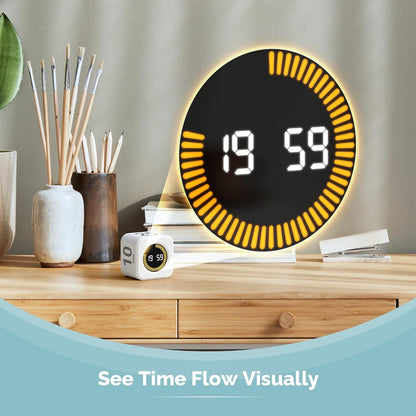 KADAMS Pomodoro Timer Visual - Productivity Pomodoro Cube, 5/10/25/50 Min Countdown & Countup, Silent – Ideal for Work Study Cook Workout Kitchen School Classroom Office ADHD Gift Kids (1, Black)
