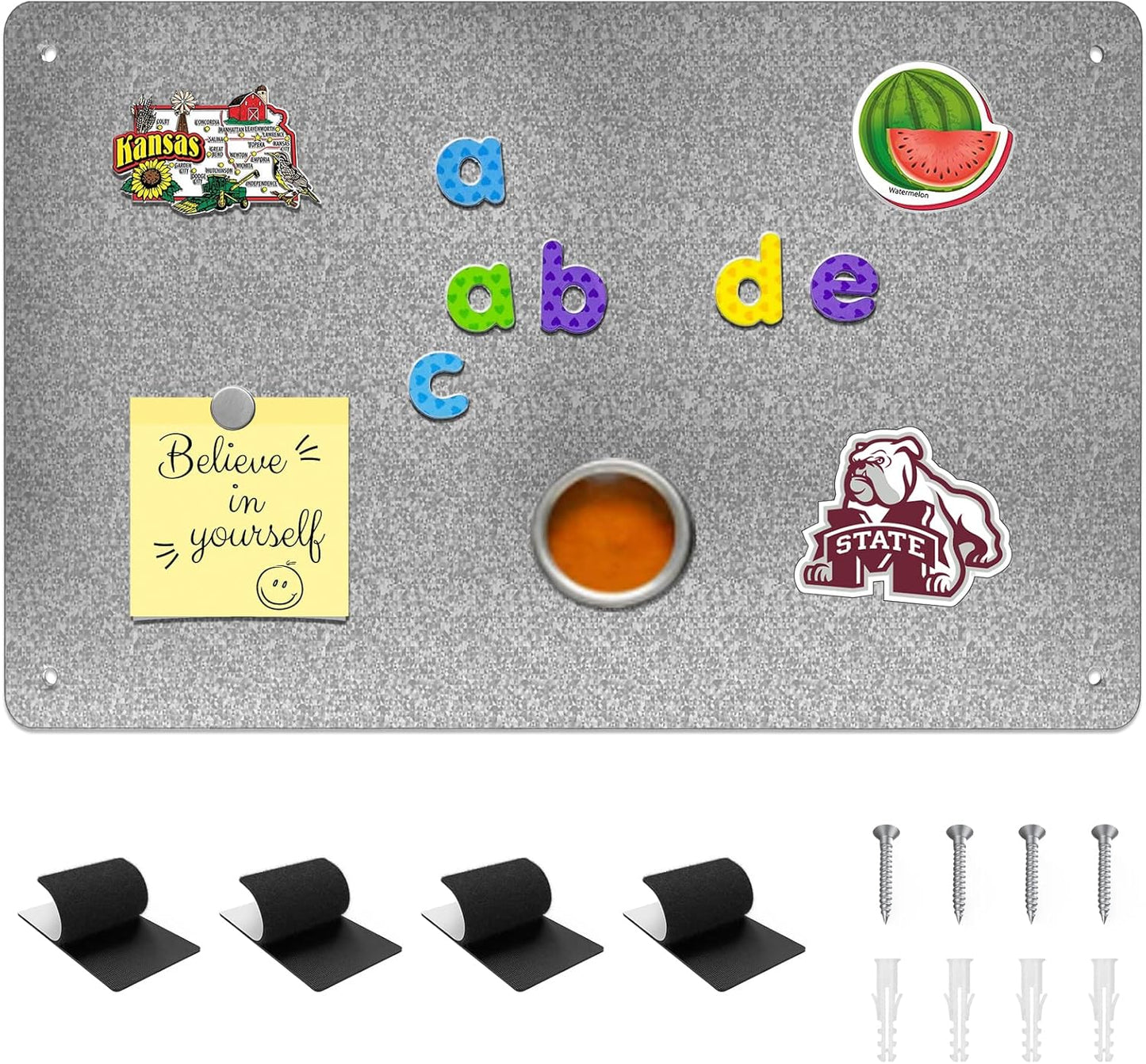 2Pack Magnetic Board,17.1" x 11.8" Magnet Display,for Magnets and Bulletin Board,Suitable for Wall, Refrigerator, Compartment, Cabinet etc,Comes with Dual Lock Tape for Easy Hanging (Silver)