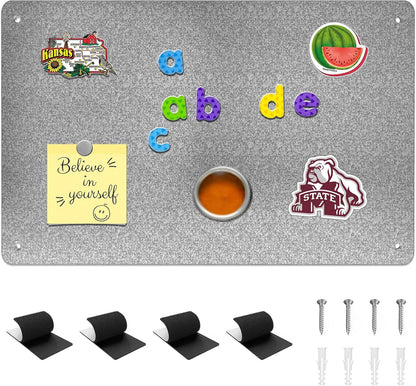 2Pack Magnetic Board,17.1" x 11.8" Magnet Display,for Magnets and Bulletin Board,Suitable for Wall, Refrigerator, Compartment, Cabinet etc,Comes with Dual Lock Tape for Easy Hanging (Silver)