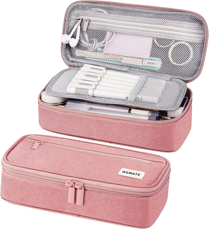 WEMATE Pencil Case, Large Storage Organizer, Makeup Bag, Teacher Must - have, Big Pencil Pouch, Marker Case for College