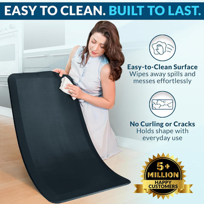 ComfiLife Anti Fatigue Floor Mat – 3/4 Inch Thick Kitchen Mats for Floor, Standing Desk Mat, Kitchen Rug – Comfort at Home, Office – Durable – Stain Resistant – Non-Slip Bottom (20" x 32", Black)