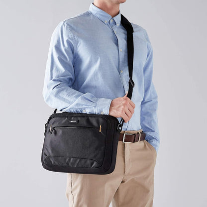 Amazon Basics Laptop Tablet Carrying Case with Shoulder Strap and Grab Handles, 14-inch, Black, Compartments for Storage