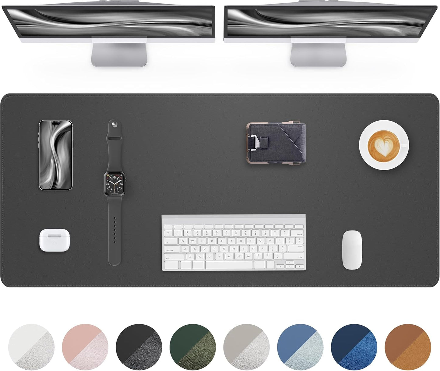 AFIING Desk Pad Protector 23.6" x 13.7" - Non-Slip Waterproof PU Leather Desk Mat for Mouse, Keyboard, Laptop, Office and Home Workspace (Beige)