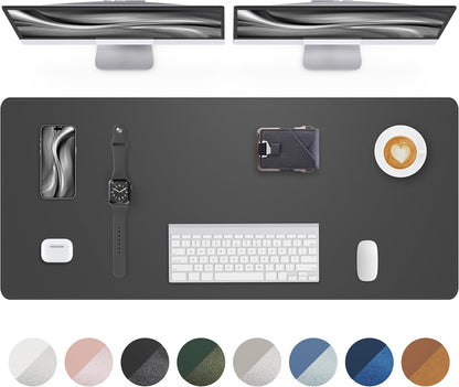 AFIING Desk Pad Protector 23.6" x 13.7" - Non-Slip Waterproof PU Leather Desk Mat for Mouse, Keyboard, Laptop, Office and Home Workspace (Beige)
