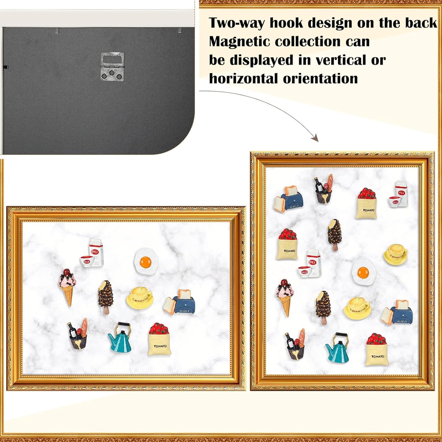 1 Pcs Large Magnetic Display Board Gifts 17.5" x 13.7" Marble Magnet Bulletin Board for Wall Souvenir Fridge Magnets Collection Display Notes, Photos, Memo Frame for Wall Table Refrigerator