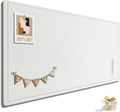 Large Bulletin Board, 35 X 17 Inches Felt Cork Board with 40 Pushpins, Foldable Felt Notice Pin Board Photo Display Board with Self-Adhesive Tape for Office Home School (Oatmeal, 35x17 inch)