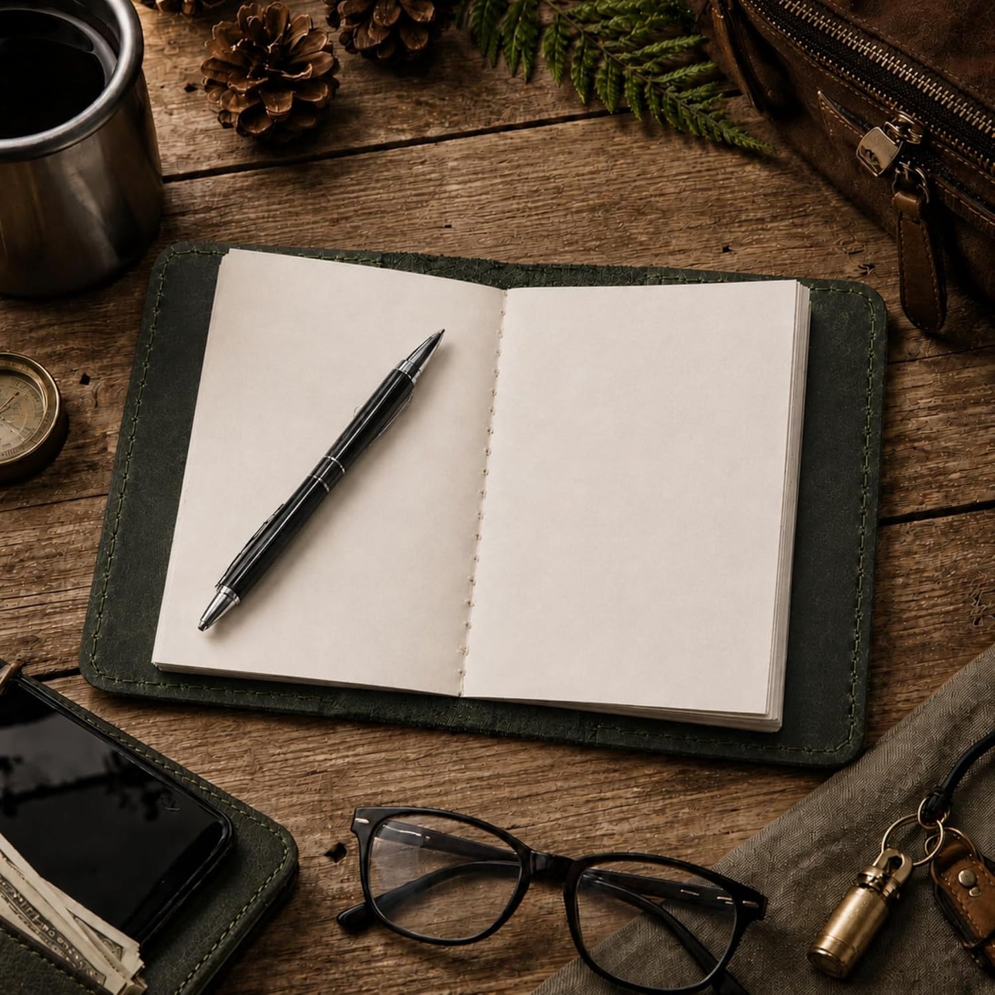 Leather Journal Cover for 2.5 x 4 Inches Pocket Notebooks – Handmade Refillable Mini Notebook Cover – Compatible with Outus, Qeeenar & Similar Small Journals, Travel Memo Pads & Pocket Diaries