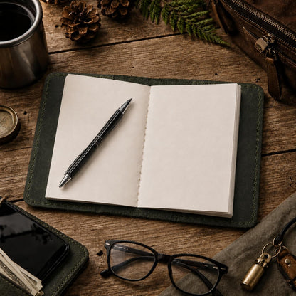 Leather Journal Cover for 2.5 x 4 Inches Pocket Notebooks – Handmade Refillable Mini Notebook Cover – Compatible with Outus, Qeeenar & Similar Small Journals, Travel Memo Pads & Pocket Diaries